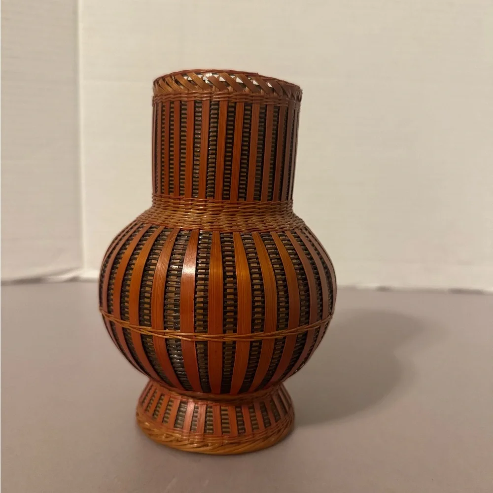 Vintage Ratan Bamboo Weave Vase